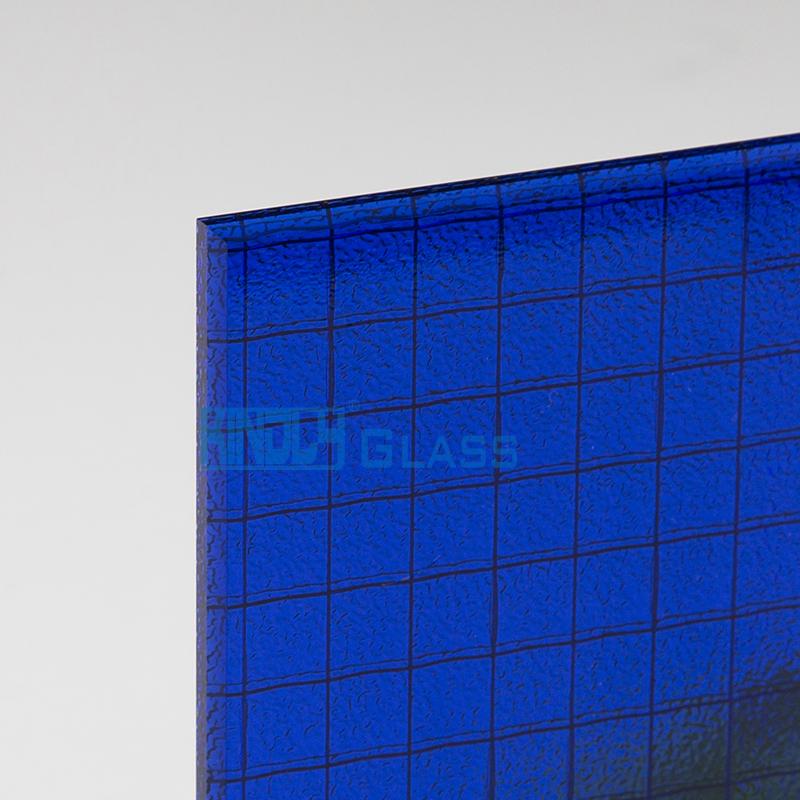 Blue Nashiji Wired Patterned Glass